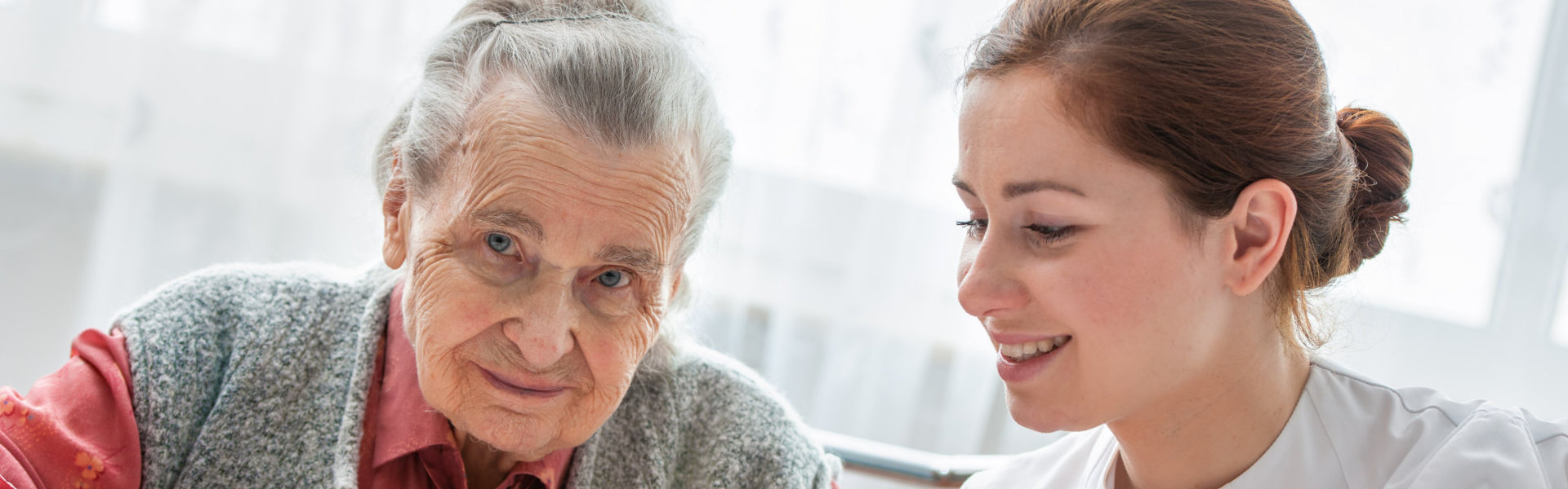 nurse talking to senior