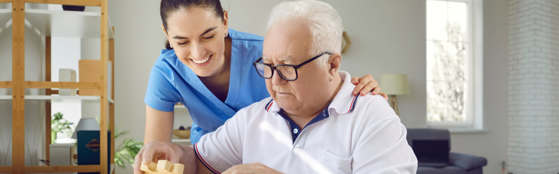 nurse helping senior